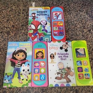 Set Of (3) Play A Sound Books - Disney Baby, Spider-Man, & Gabby's Dollhouse